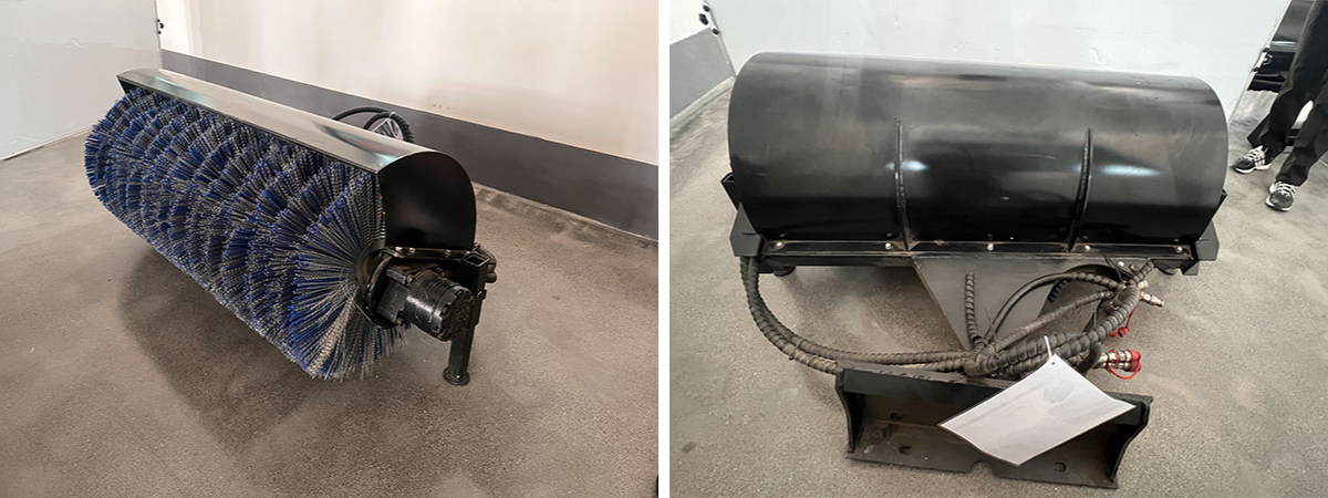 Minikuormaaja Diagonaalinen lakaisukone